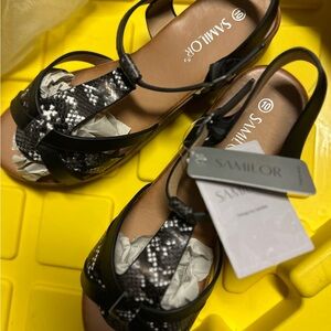 New SAMILOR Snakeskin Black and White Sandals women’s 10